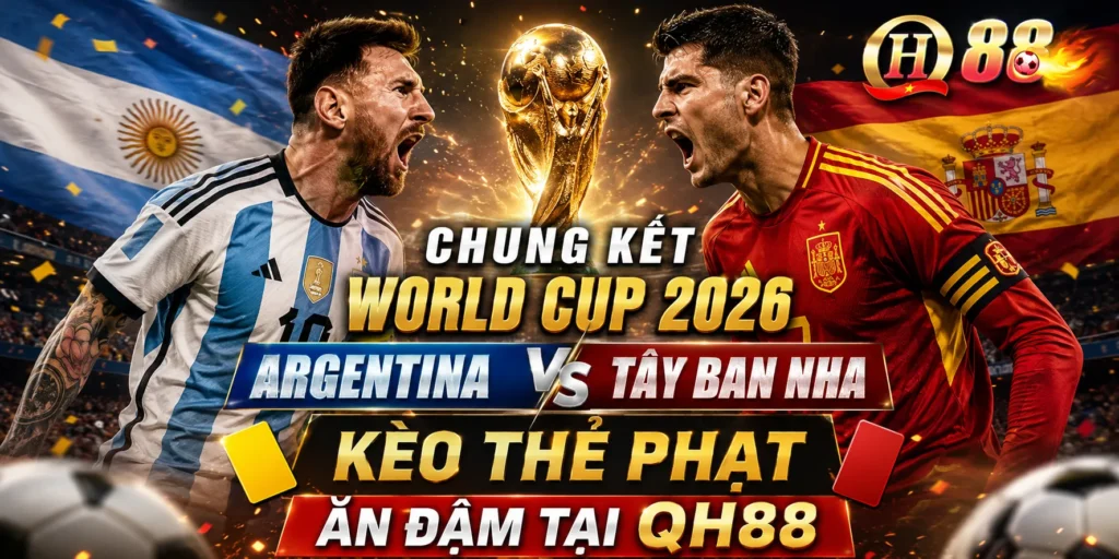 Chung Kết World Cup 2026: Kèo Thẻ Phạt Argentina vs Tây Ban Nha Ăn Đậm Tại QH88